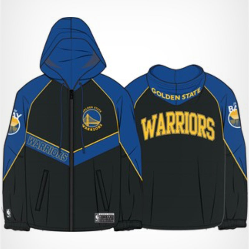 Golden State Warriors NBA Barron Mens Nylon Zip Thru Anorak Jacket by Mitchell & Ness - new