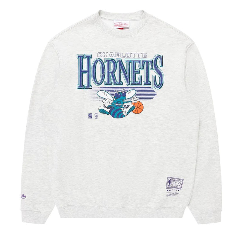 Charlotte Hornets UNDERSCORE Crew Long Sleeve Sweatshirt by Mitchell & Ness - new