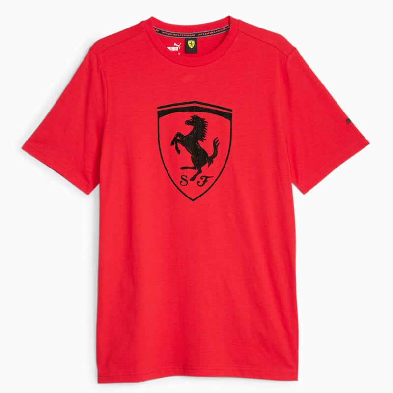 Ferrari Race Men's Tonal Big Shield T-Shirt Rosso Corsa by Puma - new