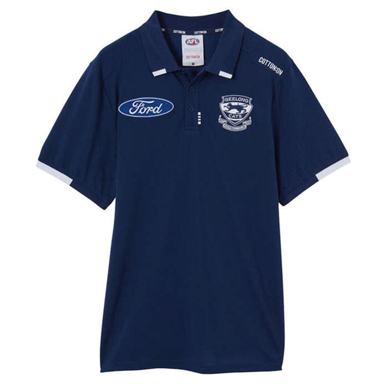 Geelong Cats 2024 Men's Media Polo AFL by Cotton On - new