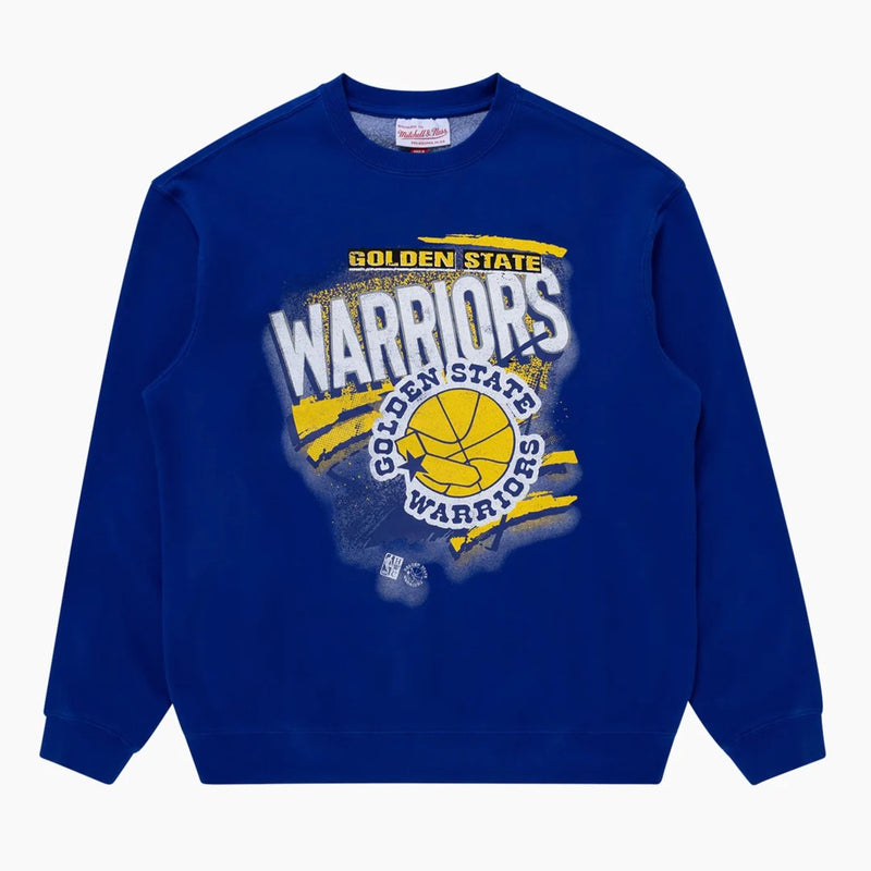 Golden State Warriors Abstract Logo Crew Long Sleeve Sweatshirt by Mitchell & Ness - new