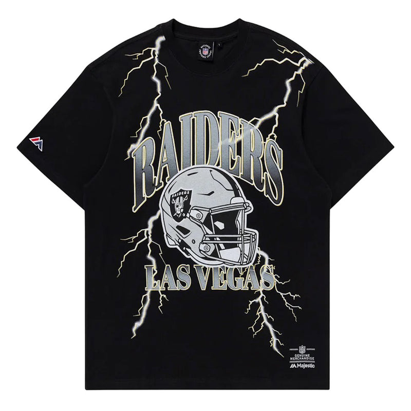 Las Vegas Raiders Team Helmet Lightning Adult T-Shirt NFL by Majestic - new