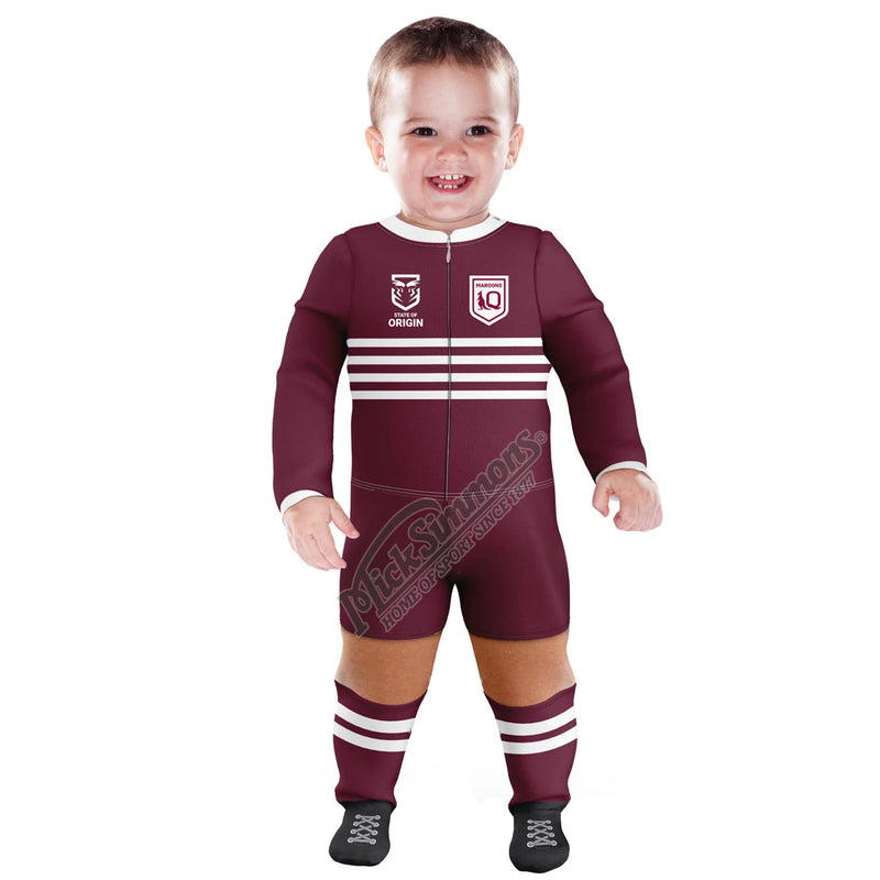 QLD Maroons State Of Origin NRL Footysuit Romper Kids Baby Infants Suit - new