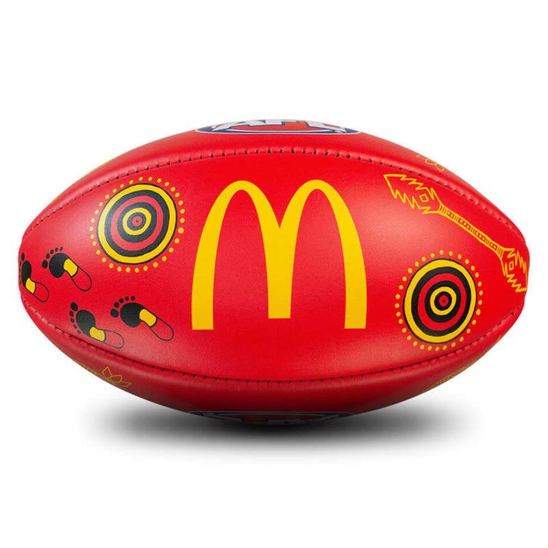 Sherrin AFL Kangaroo Leather Official SDNR Sir Doug Nicholls Round AFL Indigenous Game Ball - Red - new