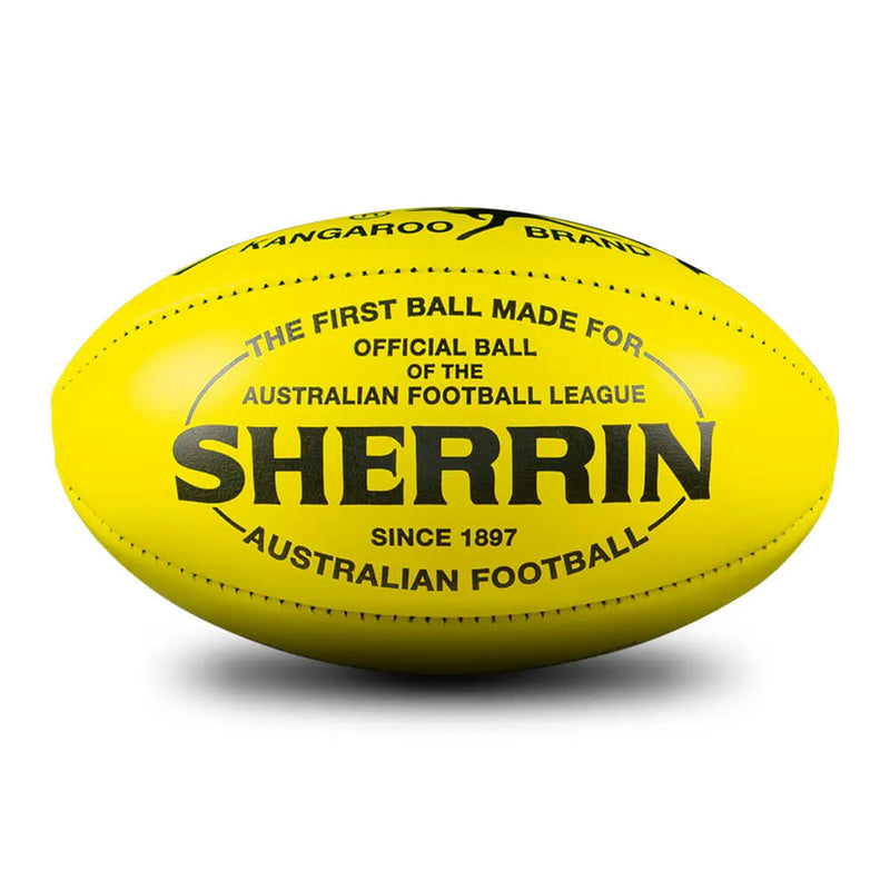 Sherrin Official AFL Kangaroo Brand KB Leather Ball Size 5 - Yellow - new