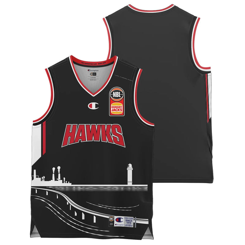 Illawarra Hawks 2022/23 Authentic Kids V Neck Home Jersey NBL Basketball by Champion - new