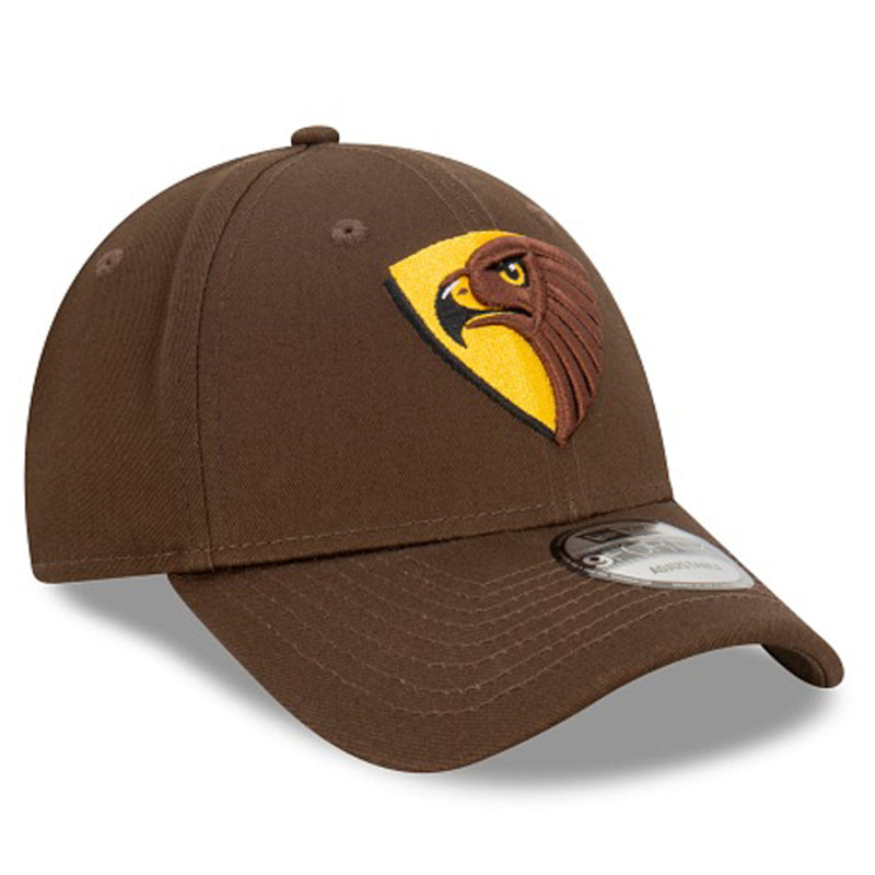 Hawthorn Hawks Official AFL Team Colours 9FORTY Cloth Adjustable Strap Cap By New Era - new