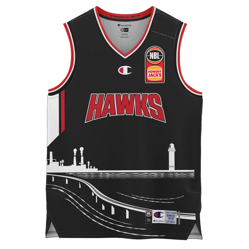 Illawarra Hawks 2022/23 Authentic Kids V Neck Home Jersey NBL Basketball by Champion - new