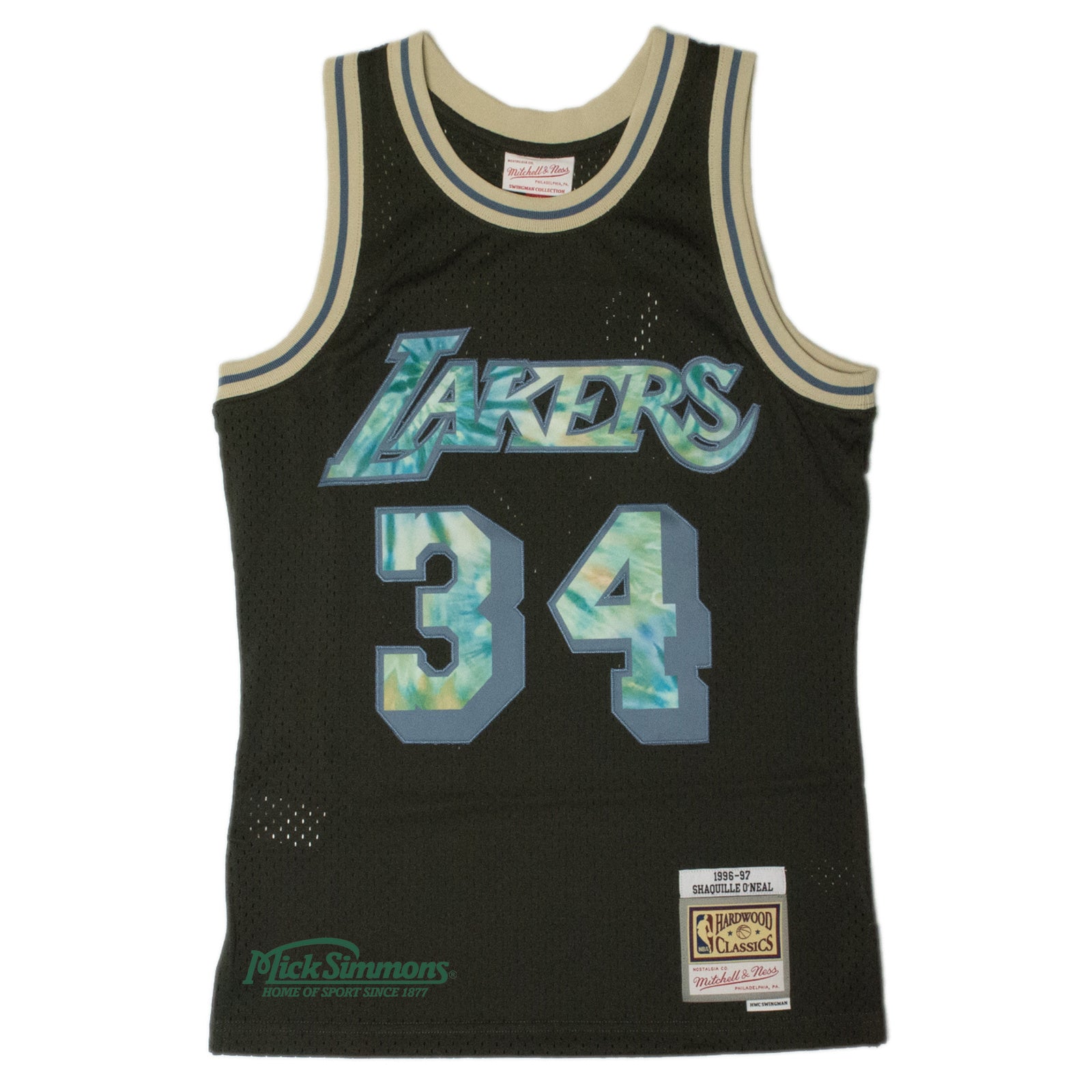 Mitchell & Ness Los Angeles Lakers #34 Shaquille O'Neal White Logo Swingman  Jersey black