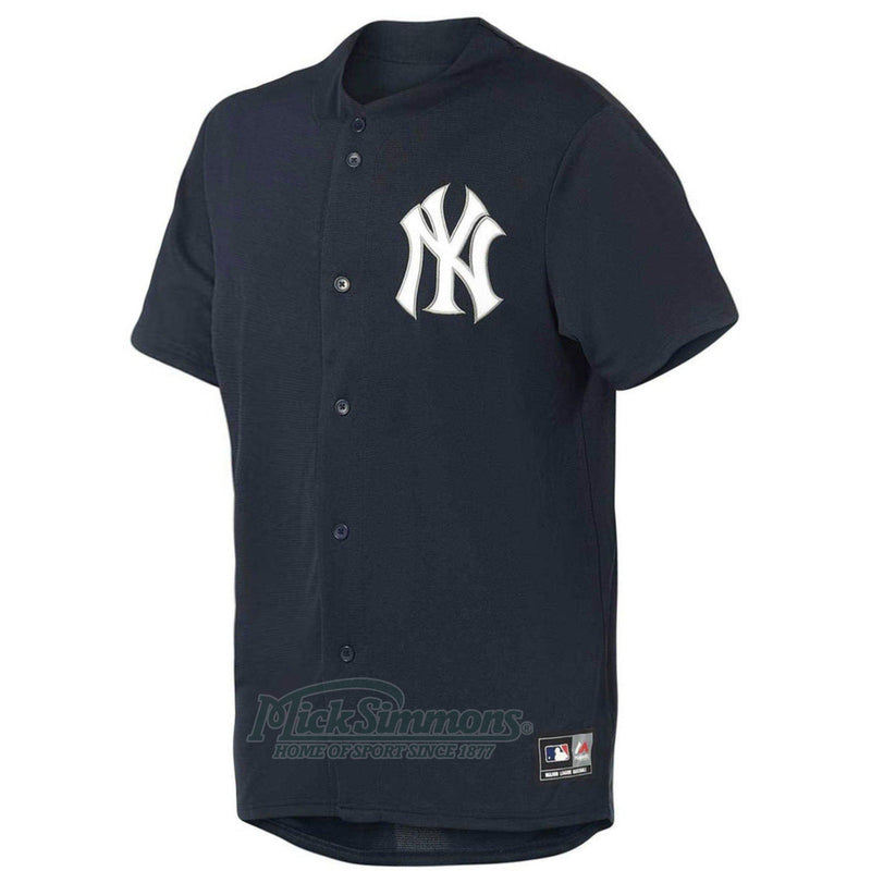 New York Yankees Chest Logo Replica MLB Baseball Jersey by Majestic - Navy - new