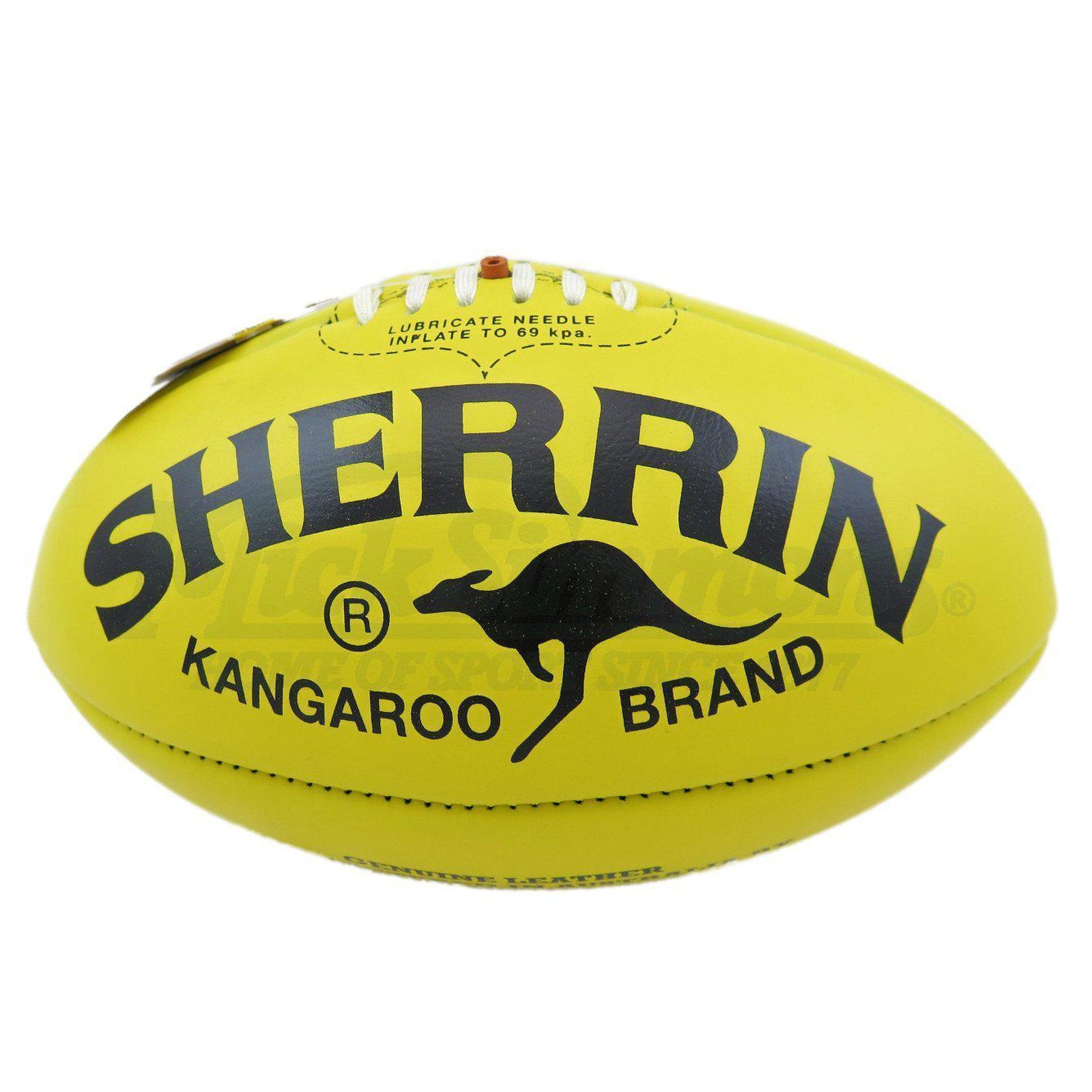Sherrin Official AFL Kangaroo Brand Leather Ball Size 5 Yellow Mick