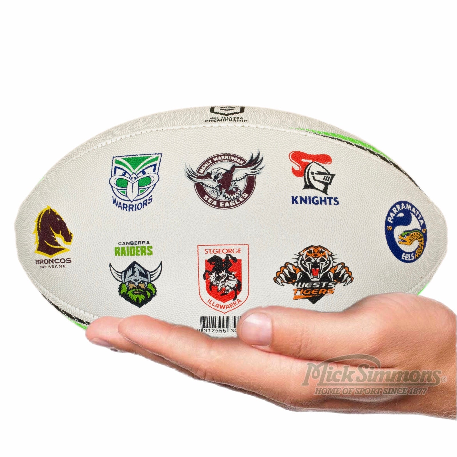 Steeden NRL All Team Logo Rugby League Ball Size 3 Mick Simmons Sport