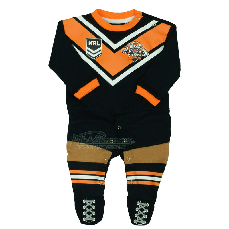 Wests Tigers Original Footysuit Romper Kids Baby Infants Suit - Mick Simmons Sport