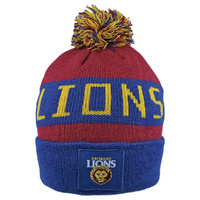 Brisbane Lions AFL Football Bar Beanie By Burley Sekem