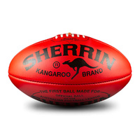 Sherrin Official AFL Kangaroo Brand KB Leather Ball Size 5 - Red