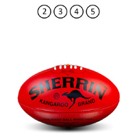 Sherrin Official AFL Kangaroo Brand KB Leather Ball Size 5 - Red