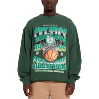 Boston Celtics Faded Green Tri 2.0 Crew Sweatshirt NBA Basketball By Mitchell & Ness