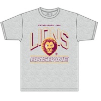 Brisbane Lions AFL Light Grey Arch Tee Shirt Football By NAR