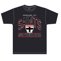 St Kilda Saints AFL Black Arch Tee Shirt Football By NAR