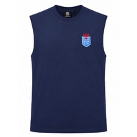 NSW Blues Men's Team Banner Muscle Tee Shirt State of Origin NRL Rugby League By NAR