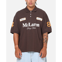 McLaren Motorsport Men's Heritage Boxy SS Polo Shirt Chocolate Colour by Mitchell Ness