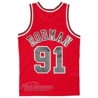 Chicago Bulls Dennis Rodman 91 Road 1997-98 Hardwood Classics Swingman Jersey by Mitchell & Ness - Red