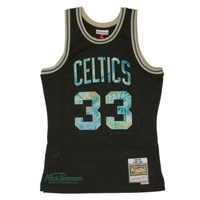Boston Celtics Larry Bird 33 1985-86 TYE DYE Logo Hardwood Classics Swingman Jersey by Mitchell & Ness - Black