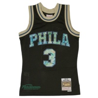 Philadelphia 76ers Allen Iverson 3 1996-97 TYE DYE Logo Hardwood Classics Swingman Jersey by Mitchell & Ness - Black