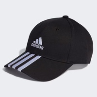 adidas Adult 3-Stripes Cotton Twill Baseball Cap Black / White By Adidas