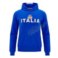 Italy National Mens Classic Cotton Hoodie 2024/25 Rugby Union by Macron