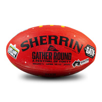 Sherrin AFL Gather Round 2025 Leather Replica Foot Ball Size 5 - Red