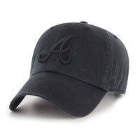 Atlanta Braves CLEAN UP Strap Back Cap Black MLB Baseball By '47 Brand