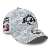 LA Rams 9FORTY Salute To Service NFL Stretch Snap Adjustable White Cap by New Era