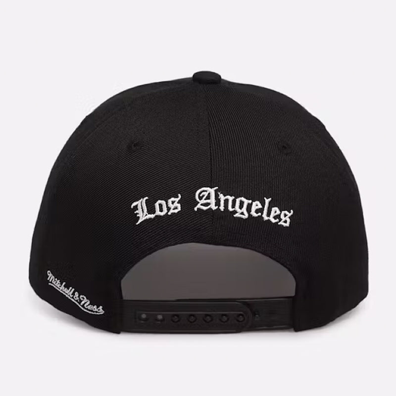 Los Angeles Lakers Gothic Letter Pro Pinch Snapback Cap by Mitchell & Ness