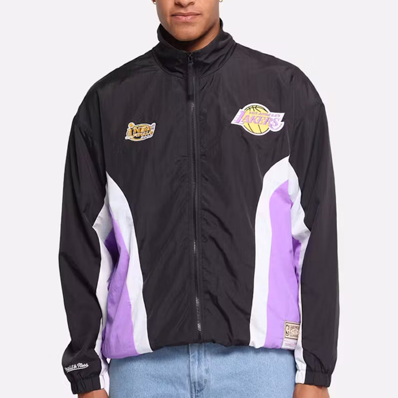 Los Angeles Lakers Nylon Track Jacket Red NBA by Mitchell & Ness