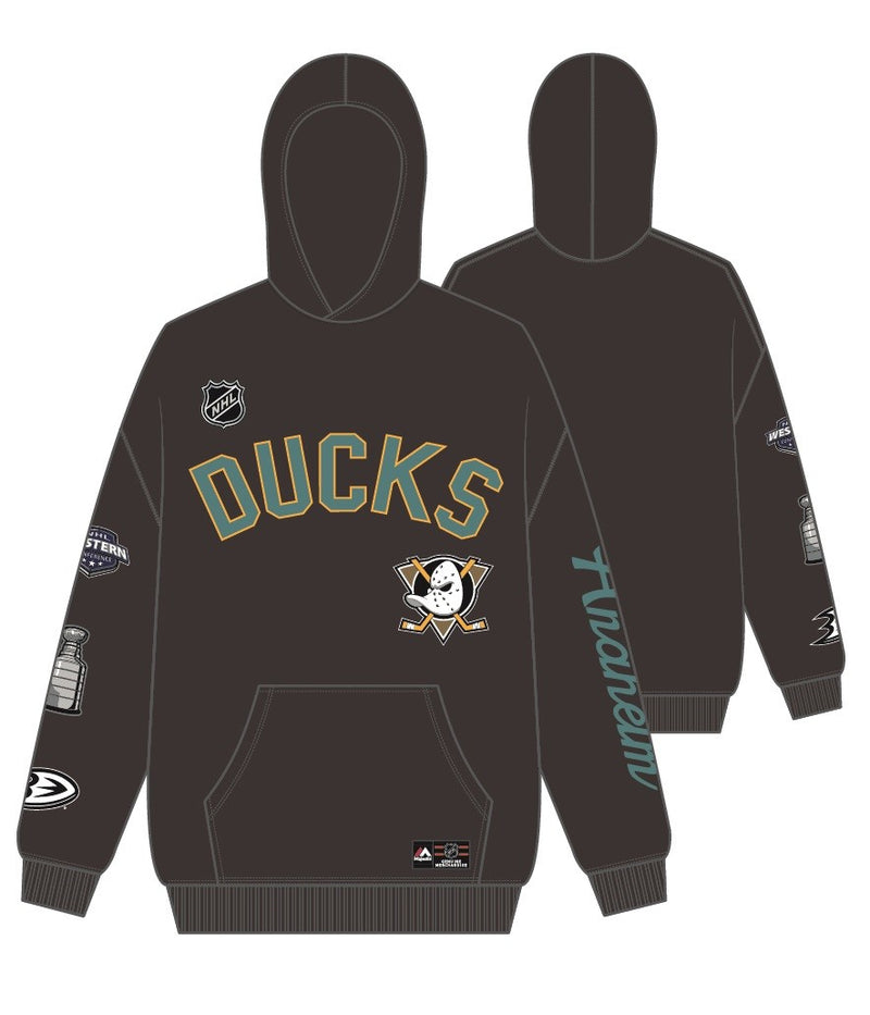 Anaheim Ducks Vintage OTH Hoodie NHL Faded Black By Majestic - new