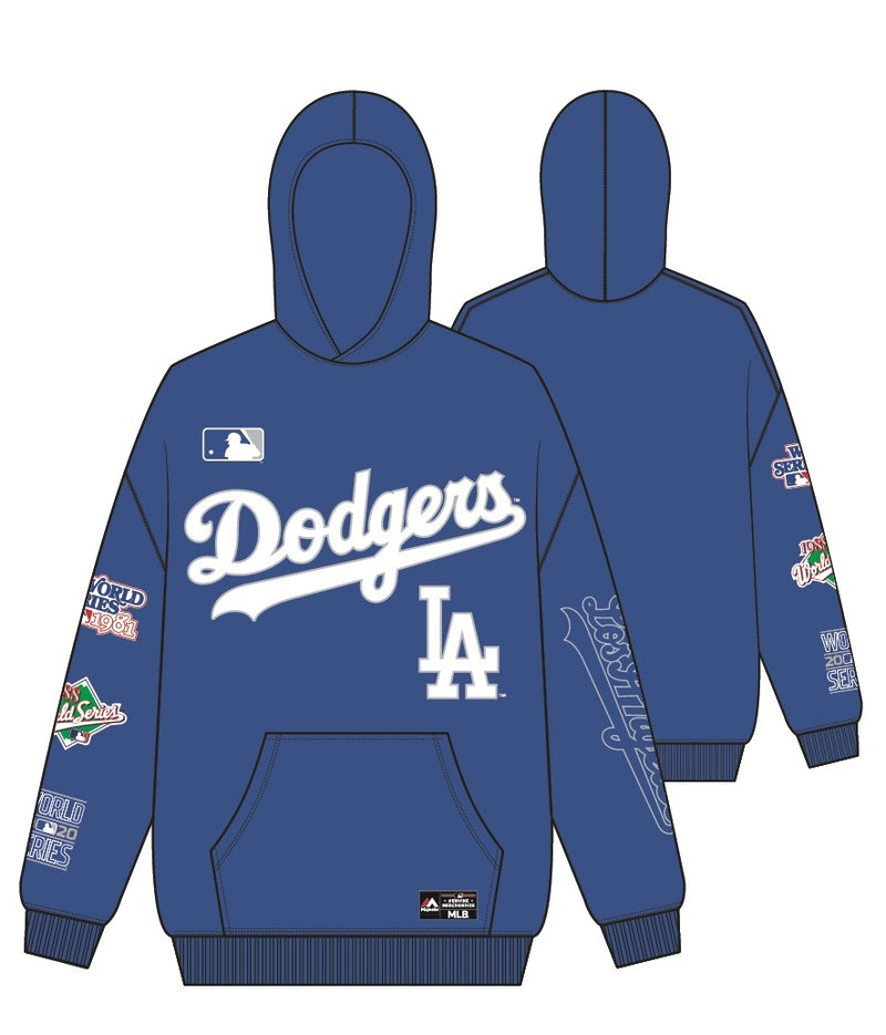 Los Angeles Dodgers Vintage OTH Hoodie MLB Faded Royal By Majestic - new