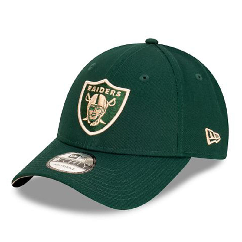 Las Vegas Raiders Green & Gold New Era 9FORTY Cloth Strap Adjustable Cap - Black - new