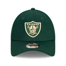 Las Vegas Raiders Green & Gold New Era 9FORTY Cloth Strap Adjustable Cap - Black - new