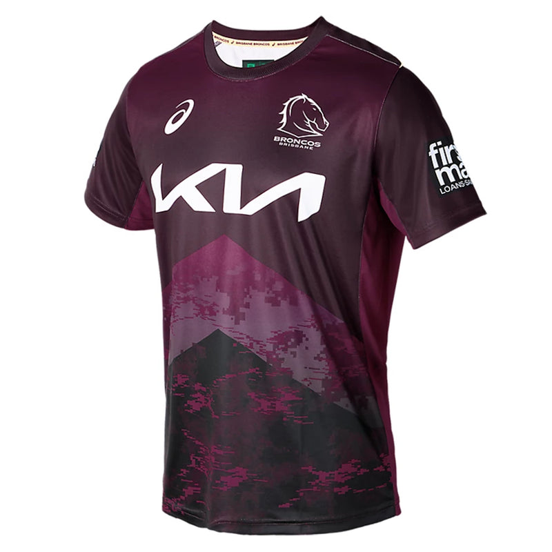 Brisbane Broncos 2024 Men's Training T-Shirt NRL Rugby League by Asics - new