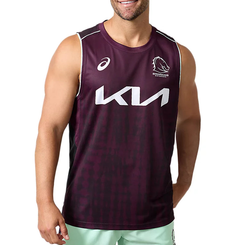 Brisbane Broncos 2025 Men's Training Singlet NRL Rugby League by Asics - new