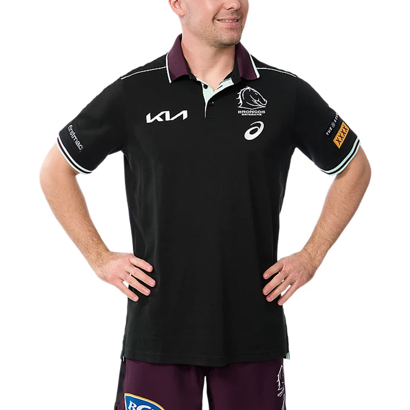 Brisbane Broncos 2025 Men's Team Polo NRL Rugby League by Asics - new