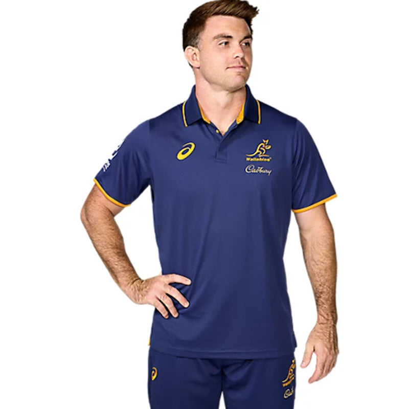 Wallabies 2025 Men's Media Polo Shirt Rugby Union by Asics