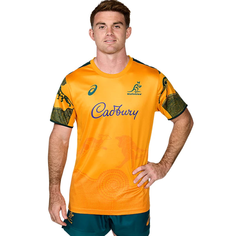 Wallabies 2025 Men's Match Day Warm Up Tee T-Shirt Rugby Union By Asics