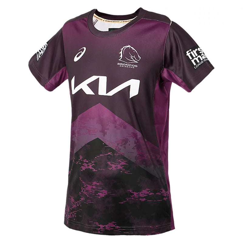 Brisbane Broncos 2024 Kids Training T-Shirt NRL Rugby League by Asics - new