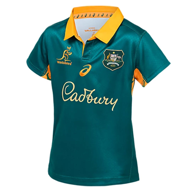 Wallabies 2025 Official Kids Youth Warm Up Jersey Rugby Union by Asics