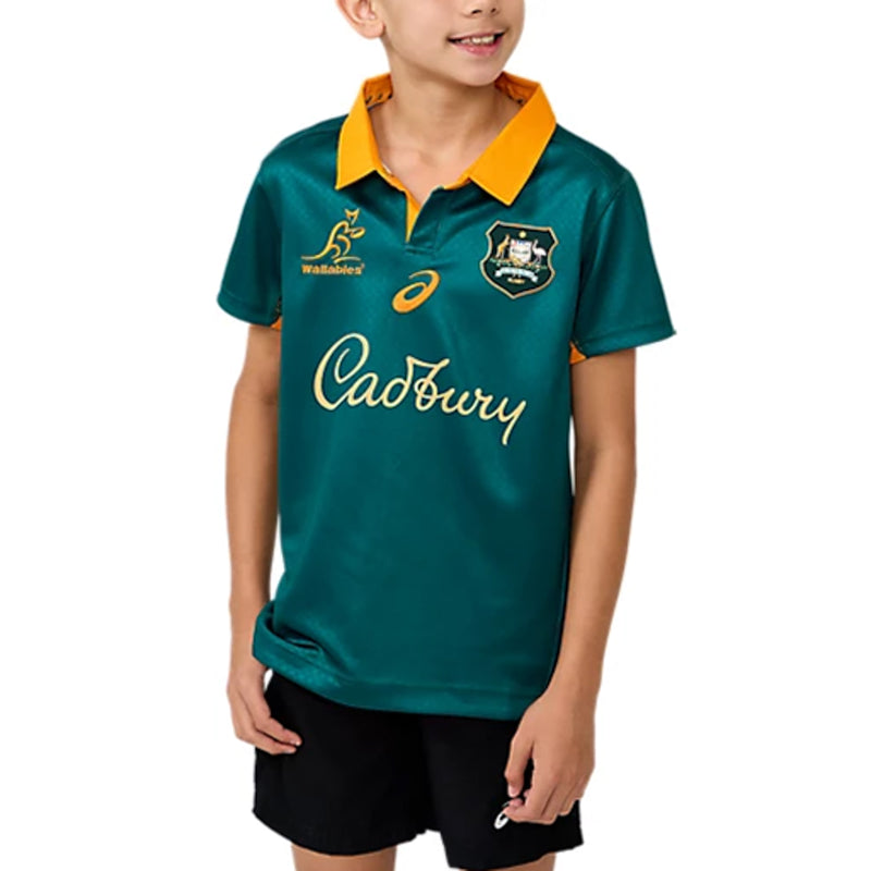Wallabies 2025 Official Kids Youth Warm Up Jersey Rugby Union by Asics