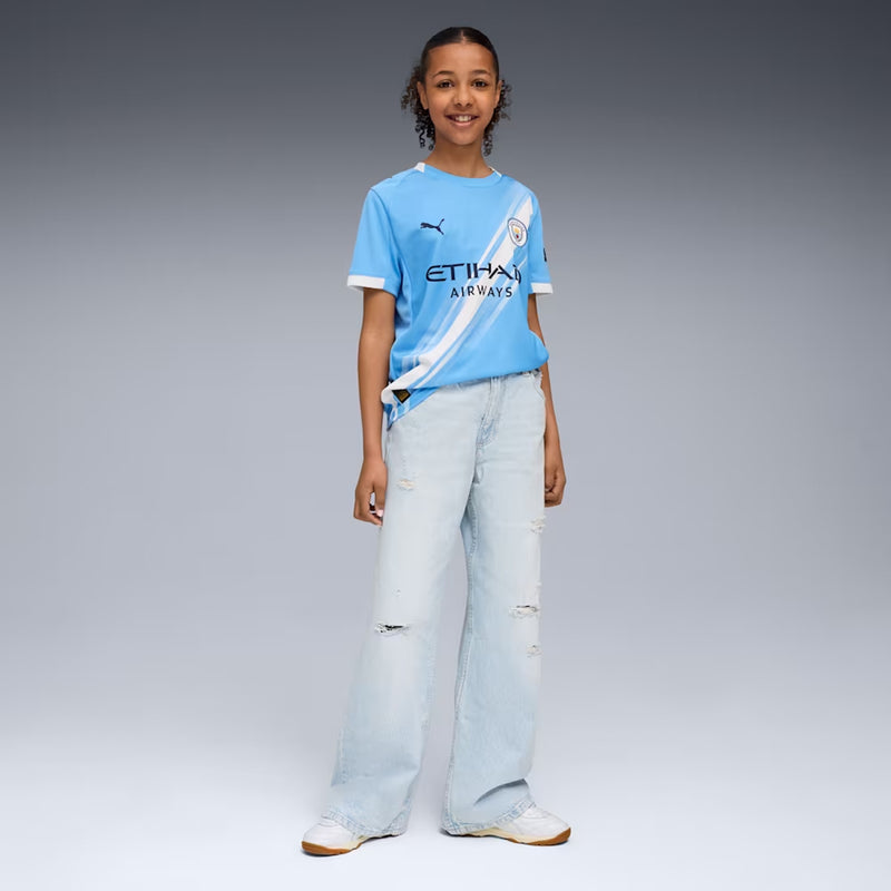 Manchester City FC 2025/26 Kids Home Jersey Football Soccer by Puma