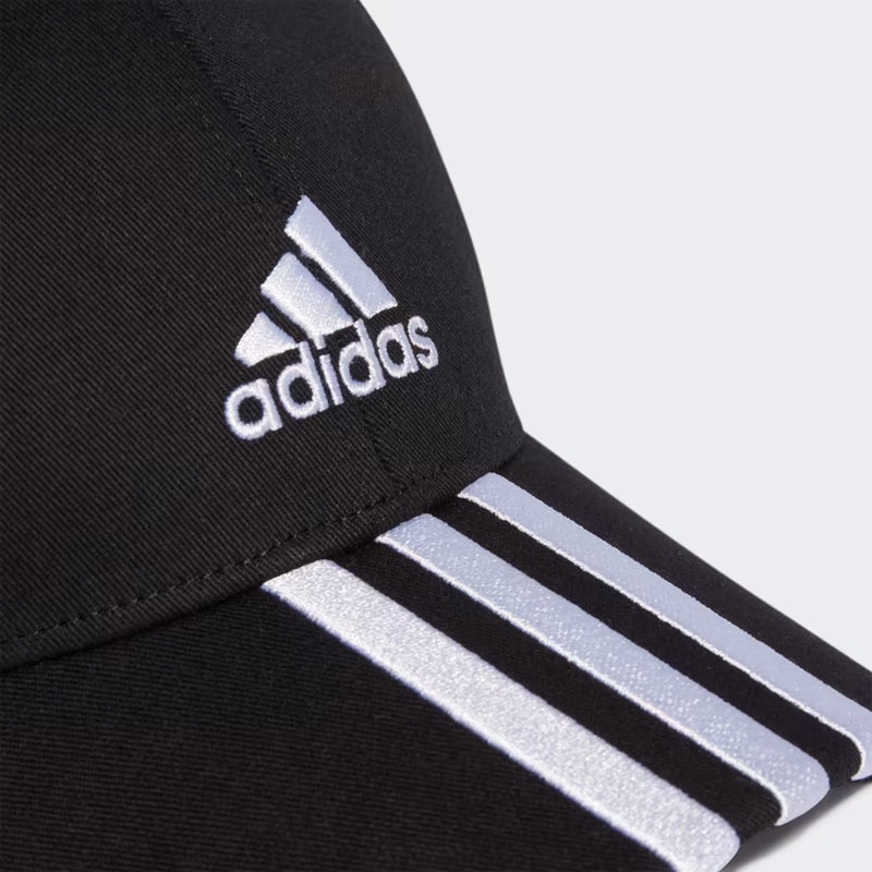 adidas Adult 3-Stripes Cotton Twill Baseball Cap Black / White By Adidas - new