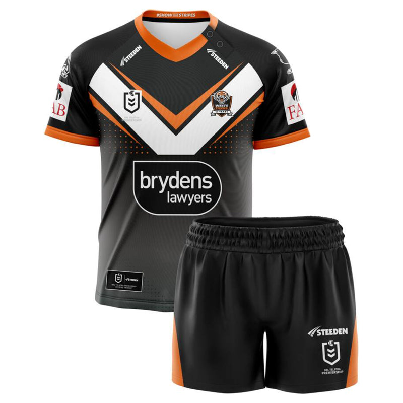 Wests Tigers 2024 Toddler's Home Jersey and Shorts Set NRL Rugby League by Steeden - new